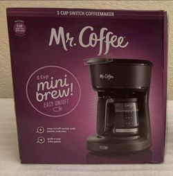 Mr. Coffee 5-Cup Mini Brew Switch Coffee Maker, Black, Brand New