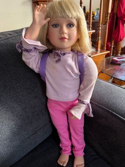Large Blonde Hair Blue Eyes Play Doll