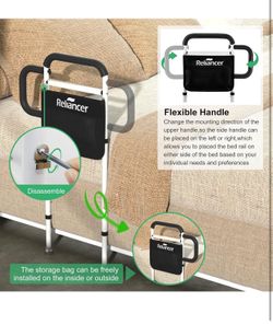Brand New ELIANCER Bed Safety Rail for Elderly Adults w/Support Leg,Dual Handle Assist Grab Bar for Seniors,Adjustable Bedside Support Railings,Bed Si