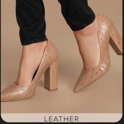 Steve Madden Leather Crocodile Pattern Block Prance-C Heels Sz 10M