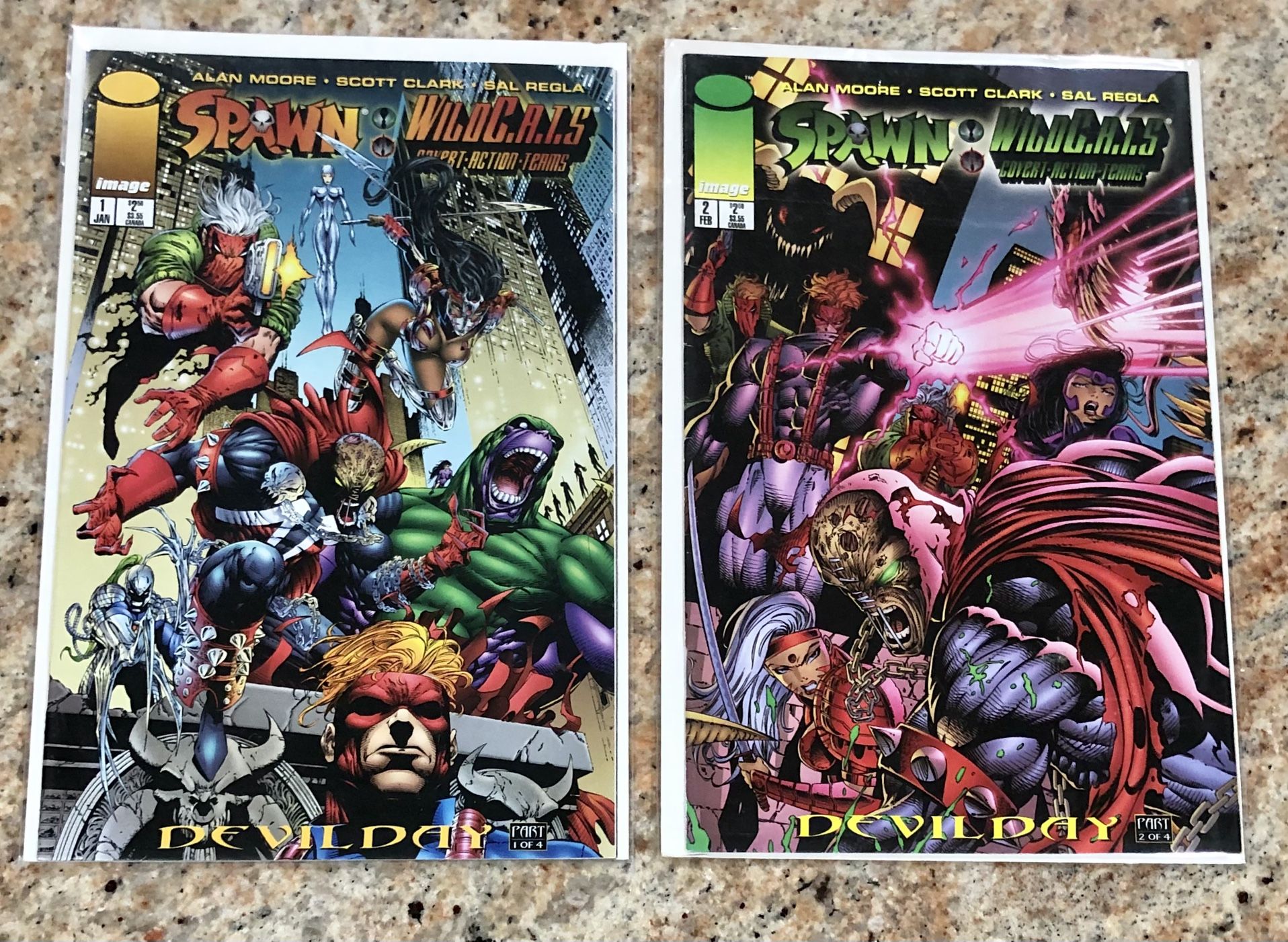 Spawn- Wildcats Devilday 1 and 2  (Image Comics Malibu Comics Jan/ Feb 1996)