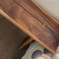 Sansur Rustic Pecan Live Edge Wood Console Table