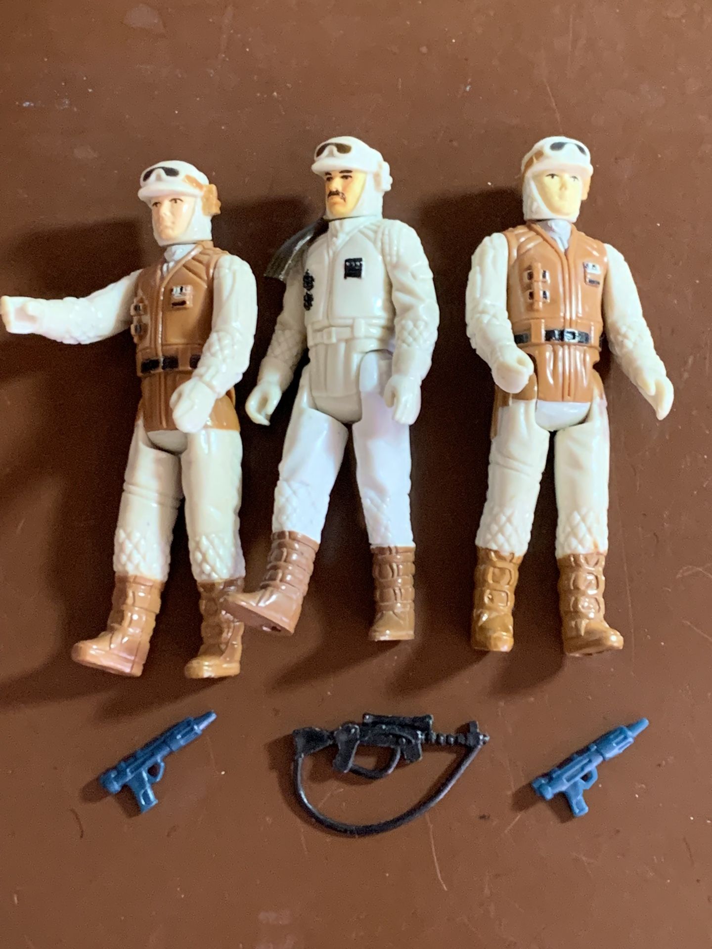 STAR WARS “REBEL COMMANDER & SOLDIERS” from 1980.  THREE Figures with WEAPONS in Excellent Condition.