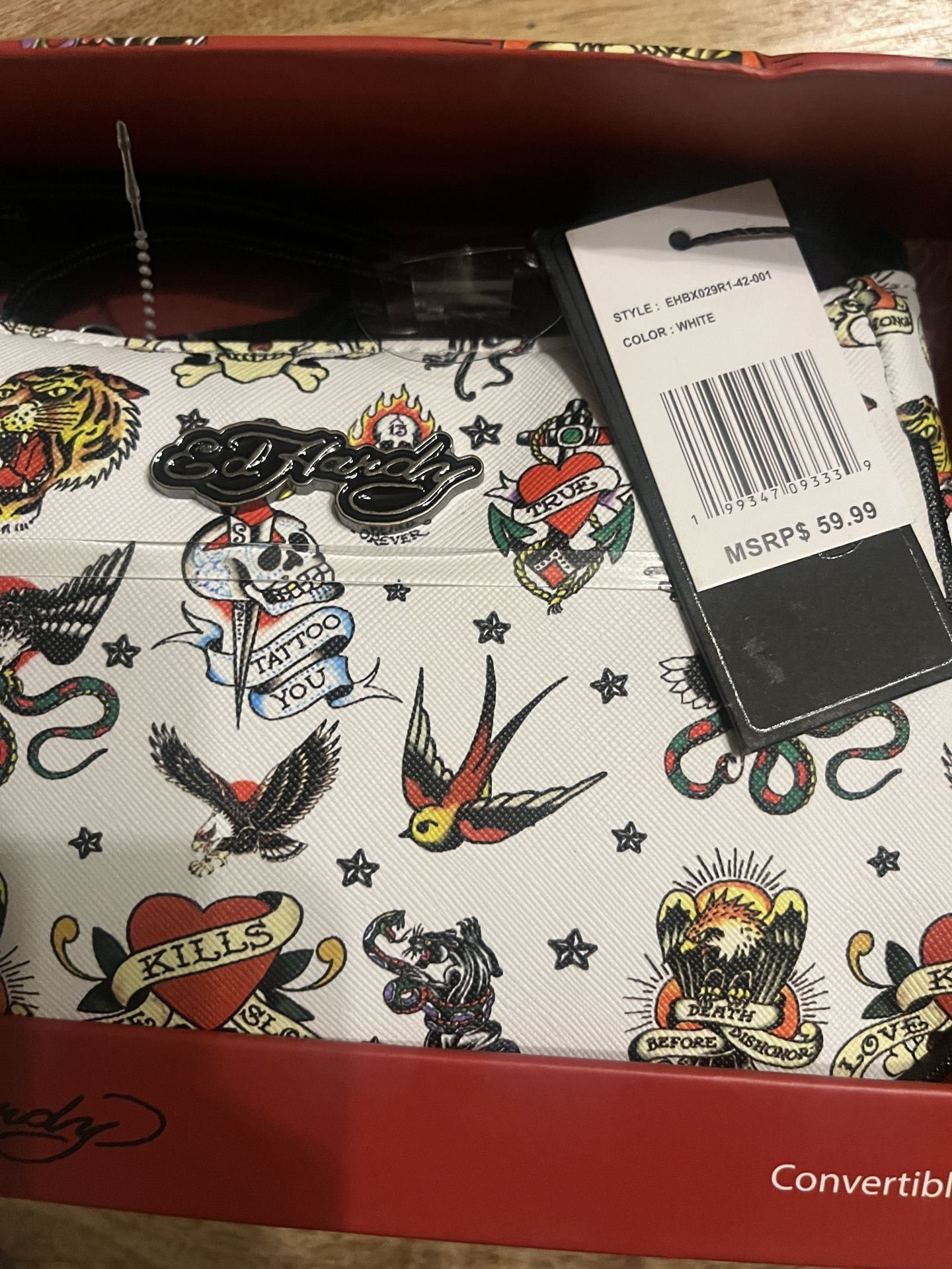 Ed Hardy Convertible Wristlet & Key Ring Y2K
