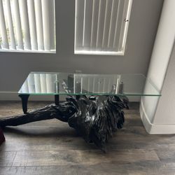 Real Wood Coffee Table With Glass Top