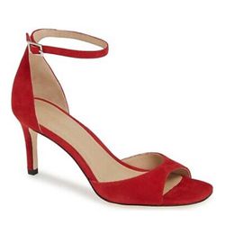 Brand new Nordstrom Signature Women's Lia Ankle Strap Sandal Size 38 Red Suede 