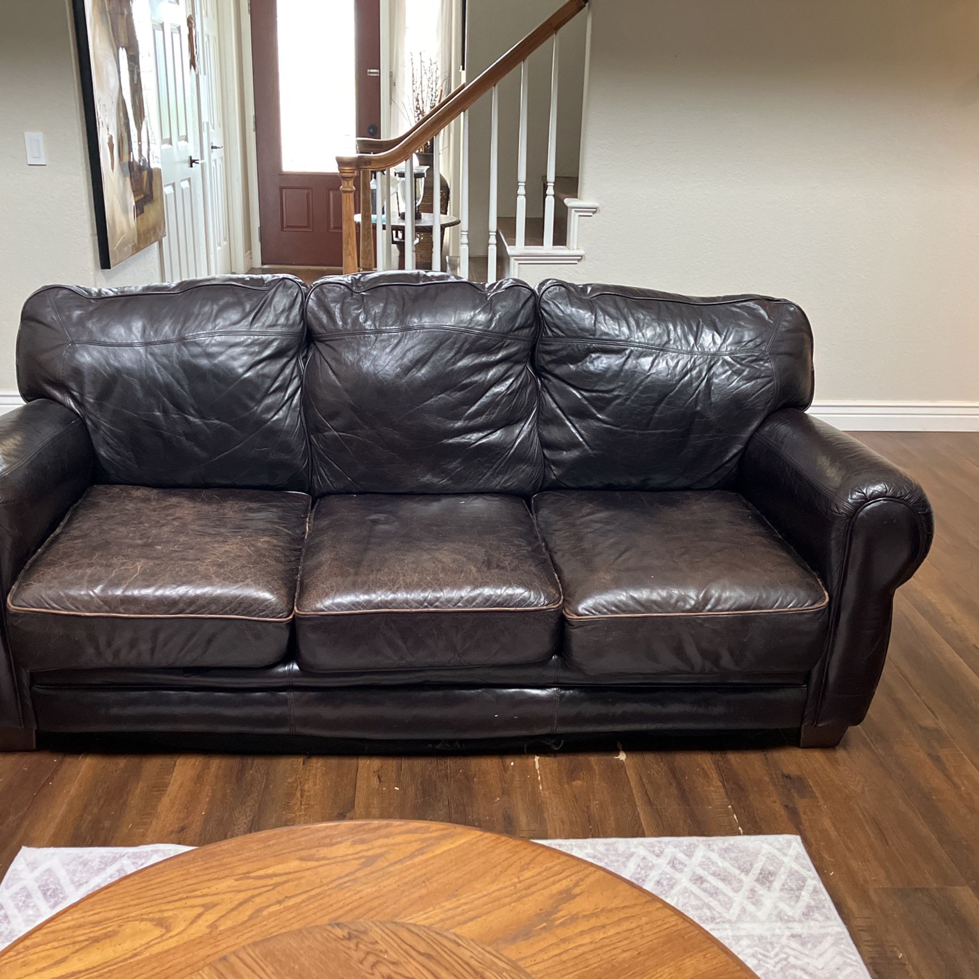 Dark Brown Super Comfy Leather Couch 