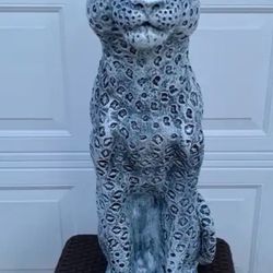 3 Foot Tall, Snow, Leopard Statue