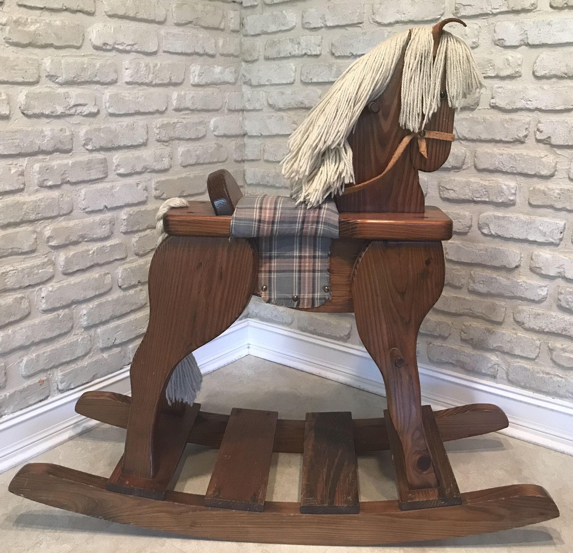 Beautiful and tall SOLID OAK rocking horse over 3 ft tall  STILL AVAILABLE 