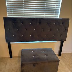 Crystal style headboard with storage ottoman