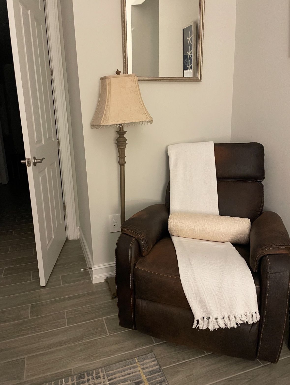 Brown Faux Leather Recliner – Great Condition