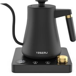 New 1200W Gooseneck Kettle with ±1℉ Control,Pour Over Electric Kettle for Coffee & Tea,Digital Display,4 Temp Preset,12H Keep Warm,100% Stainl