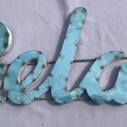 Huge 40” Rustic 3D Metal "Relax" Sign – Distressed Turquoise Farmhouse Wall Decor