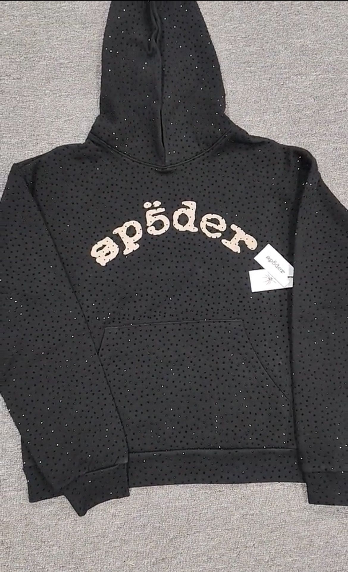Black Rinstone Spider Hoodie 