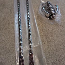 NEW CHROME CHROME SQUARE TWISTED SPRINGER FORK BARS AND NEW SPRINGER FORK CROWN COMPLETE AS SHOWN FOR 26 INCH  SPRINGER FORKS