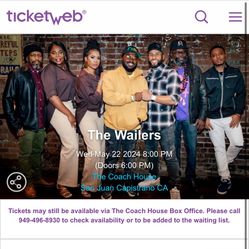 2 Tickets To The Wailers 5/22 Show In San Diego 