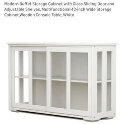 NIB Buffet Storage Cabinet with Glass Sliding Door