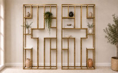 96” tall iron display etagere bookshelf