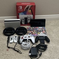 Switch OLED Model HEG -001 Handheld Console Bundle White 64GB 