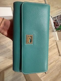 Dooney & Burke Aqua Pebble-Grain Leather Clutch