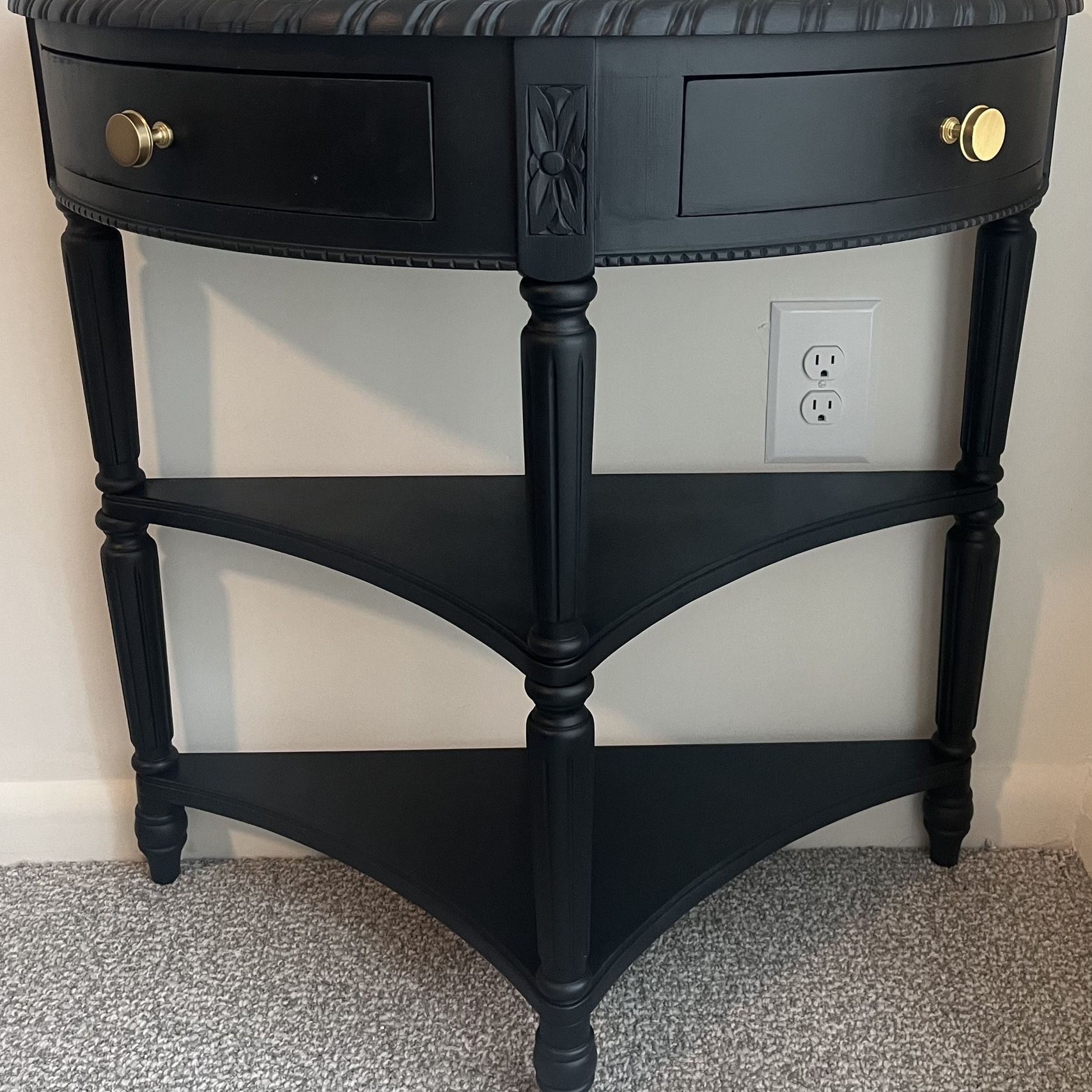 Refinished half moon console table 