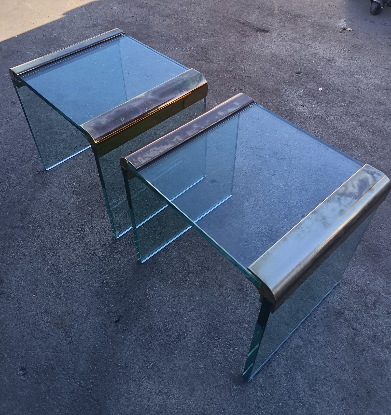 Waterfall Glass Tables by Leon Rosen for Pace Collection