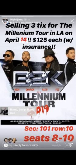 Millennium tour tickets 4/14