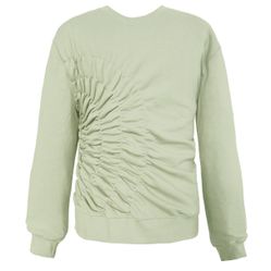 Georgia Hardinge Oversized Organic Ruched Fleece Green Crew Sweatshirt Sz. M/L