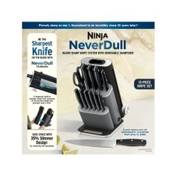 NINJA NeverDull Essential 13-Piece Knives System Set Laser Cut Blades with Removable Sharpener (NK12013BK1)