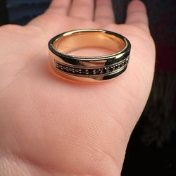 Gold Ring With Black Sapphires