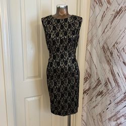 Elie TAHARI ♥️gold And Black Glitter Dress Size 10