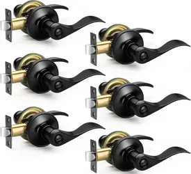 6 Pack Matte Black Door Handles Privacy Door Levers, Wave Style Door Knobs
Interior Door Levers, Heavy Duty Bed/Bath Door Locks, Reversible Levers for
