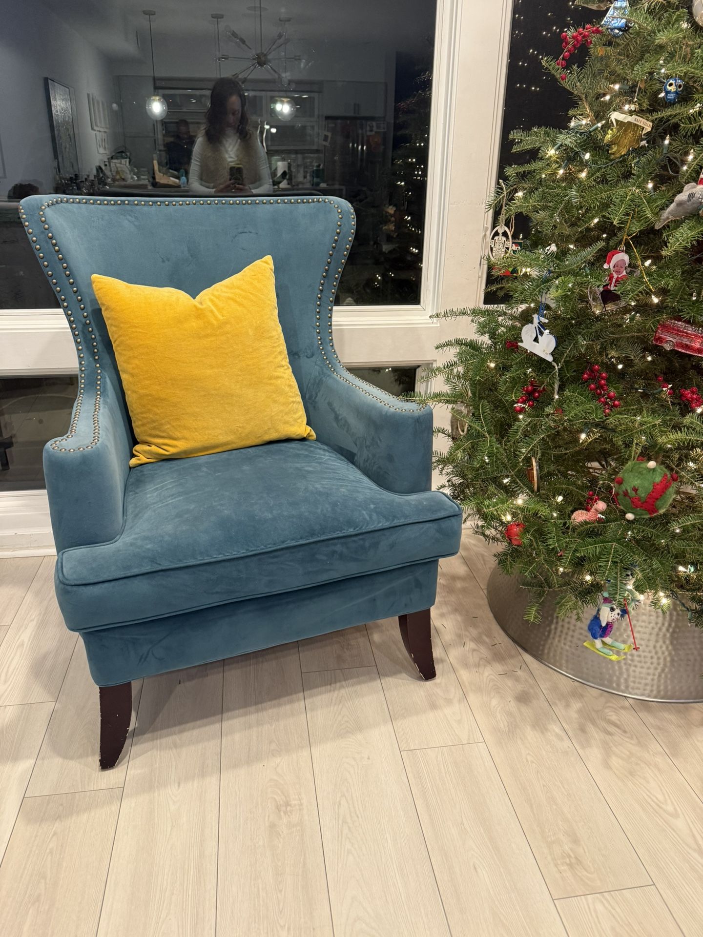 Price Drop Two Blue Velvet Blue Armchairs
