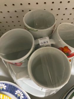 Ceramic Floral Coffee Mugs Set of 4