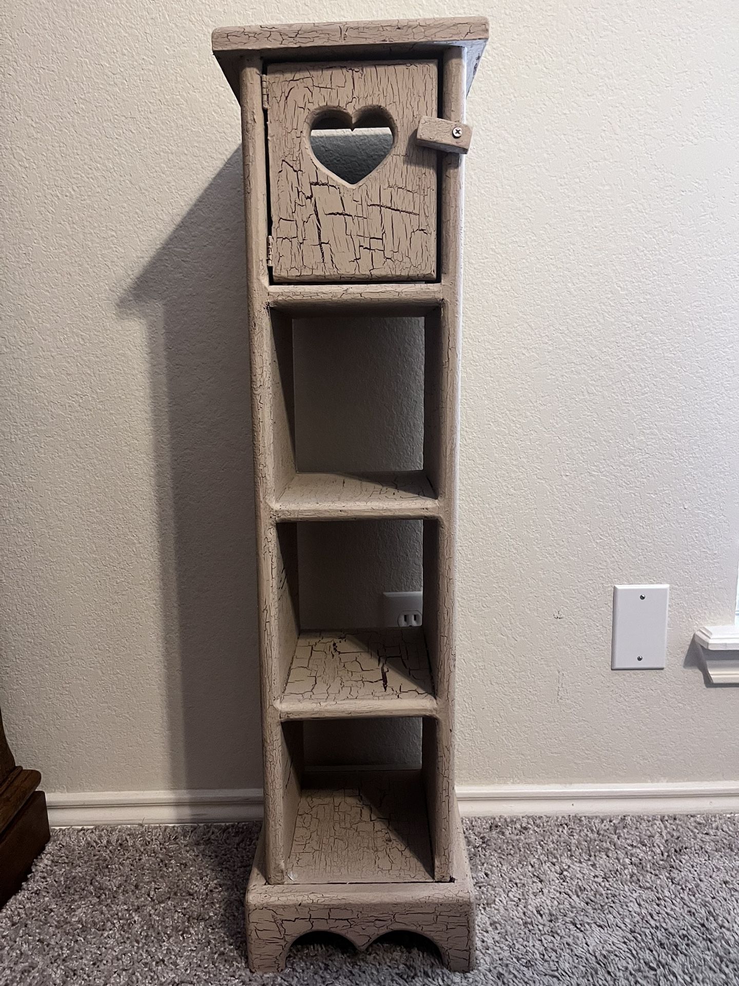 Vintage Look Rustic Cabinet/Shelf With Heart Design