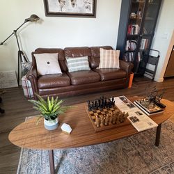 Genuine leather couch and chair combo