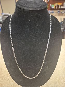 14k White Gold Box Link Necklace 26"