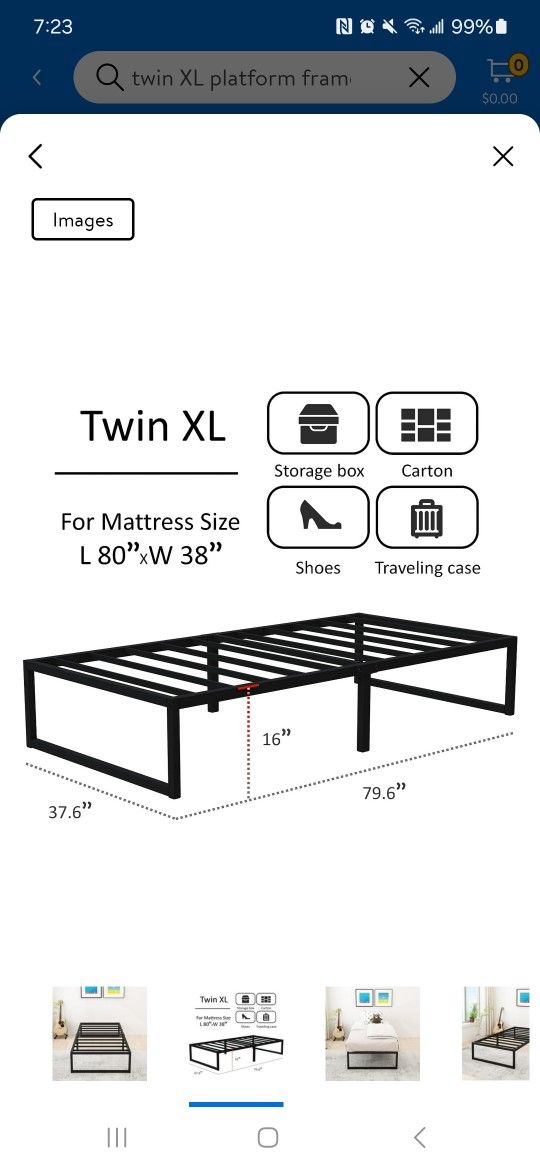 Twin XL Platform Bed Frame