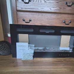 Black Wall mount Fan-forced Electric Fireplace