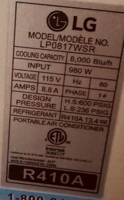 LG Portable Ac Unit 8000 BTU
