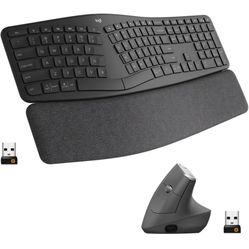 Logitech Ergo K860 Wireless Ergonomic Keyboard with Wrist Rest and MX Vertical Wireless Mouse