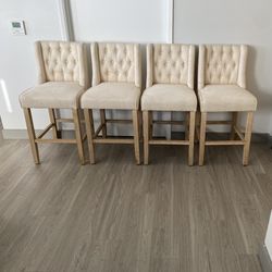 Bar Stools / Counter Stools (Set of 4) - Beige / Wood