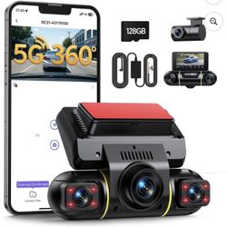 Brand New Unopened   TOGUARD 360 Degree View 4 Channel Dash Cam Front and Rear Inside 5G WiFi Dash Camera for Cars APP Control IR Night Vision Parking