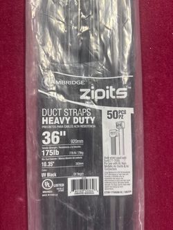 Cambridge Zipits Heavy Duty Duct Straps 36" 50-Pack