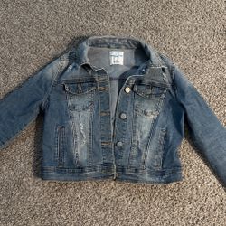 Kids Cropped Distressed Jean Jacket Large (10/12)