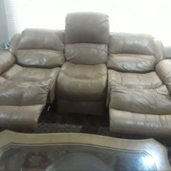 Origional Leather 5 Seater Sofa Set  With 2 Recliner 