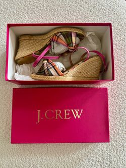 VEUC in Box J.Crew Amelia Patterned Wedge Espadrilles Pink - Size 7
