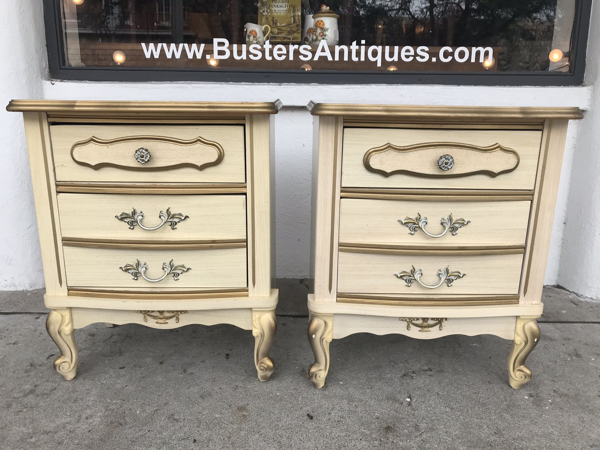 Pair Of Vintage Sears “Bonnet” French Provincial Nightstands