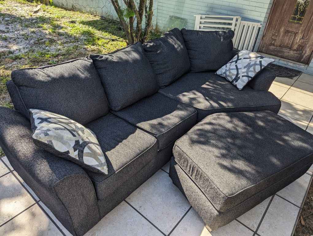 3 Piece Tuxedo Sofa with Ottoman Footrest 