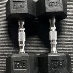 15lb Hex Rubber Dumbbell Pair - NEW